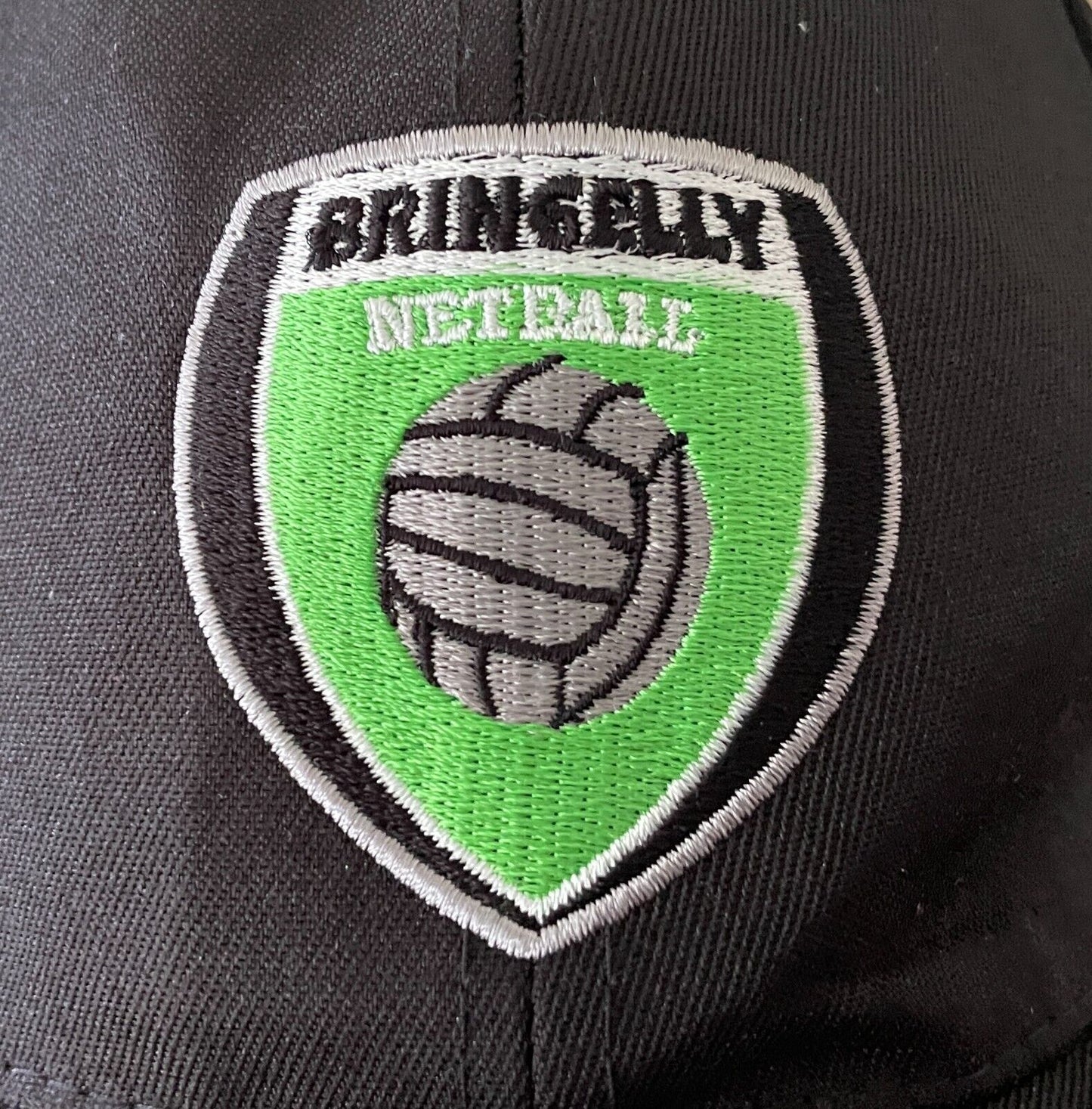 BRINGELLY NETBALL Black Curved Bill Cap/Hat  Hook Loop OSFA Embroidered Logo