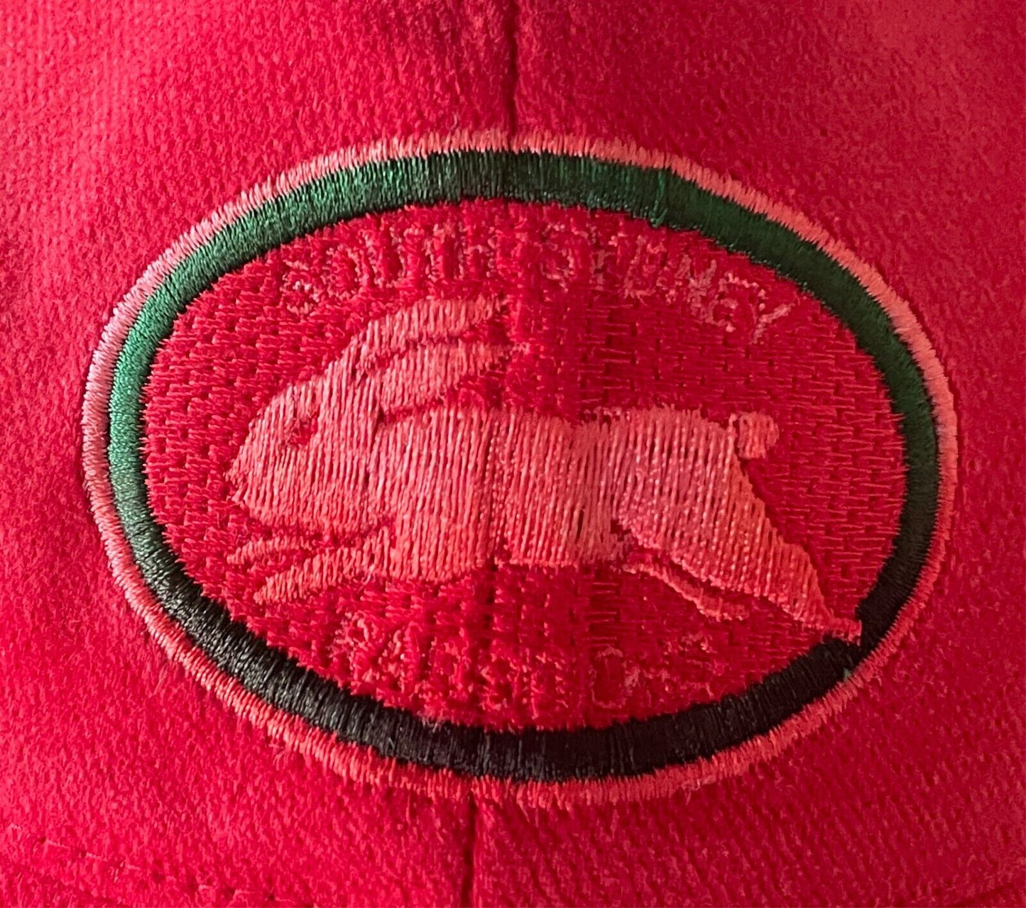 Fan Cap SOUTH SYDNEY RABBITOHS Red Hat Embroidered Logo 6 Panel Adjustable OSFA