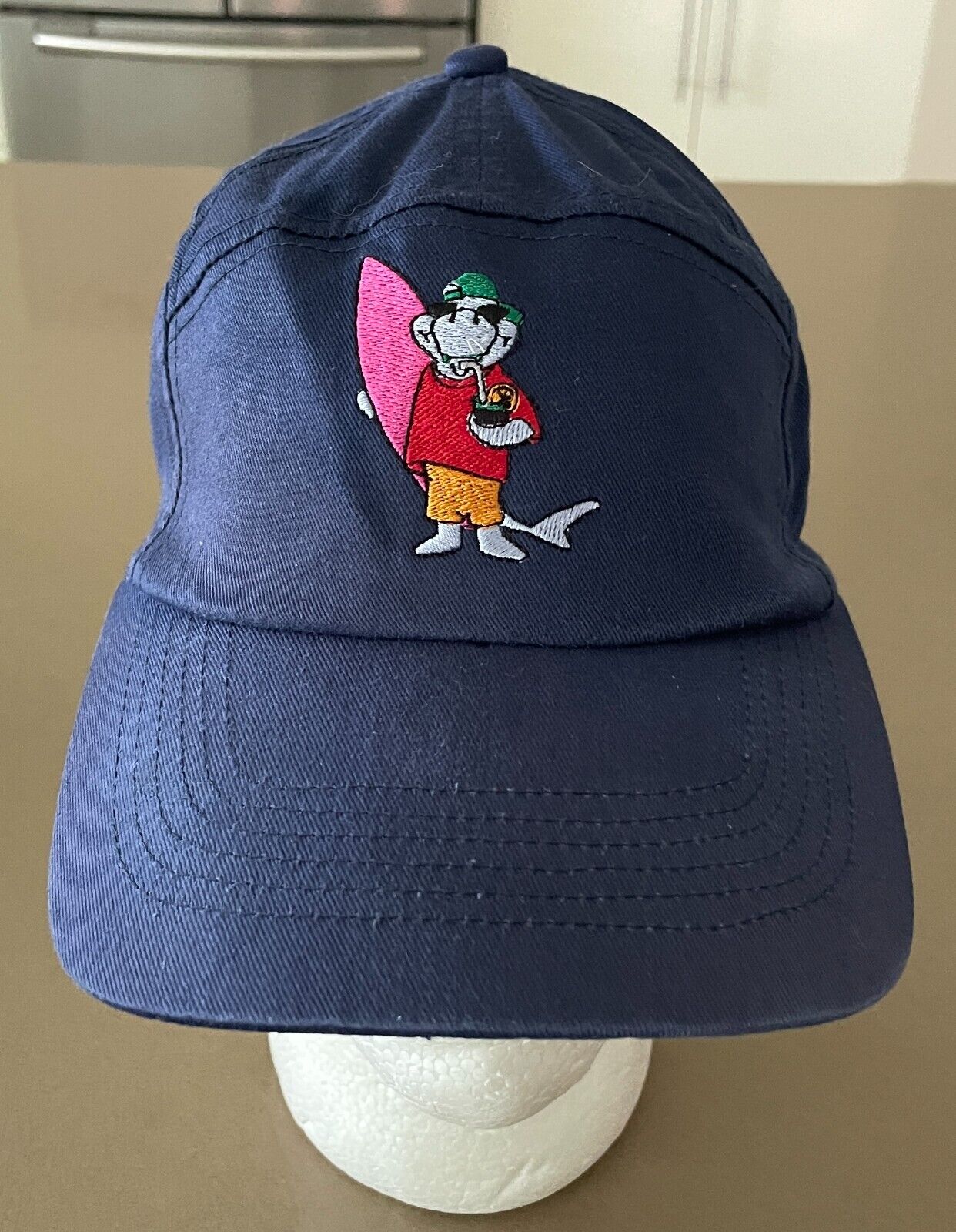 Shark and Surf Board Navy Blue Snap Back Cap with Embroidered  Novelty Size 56cm