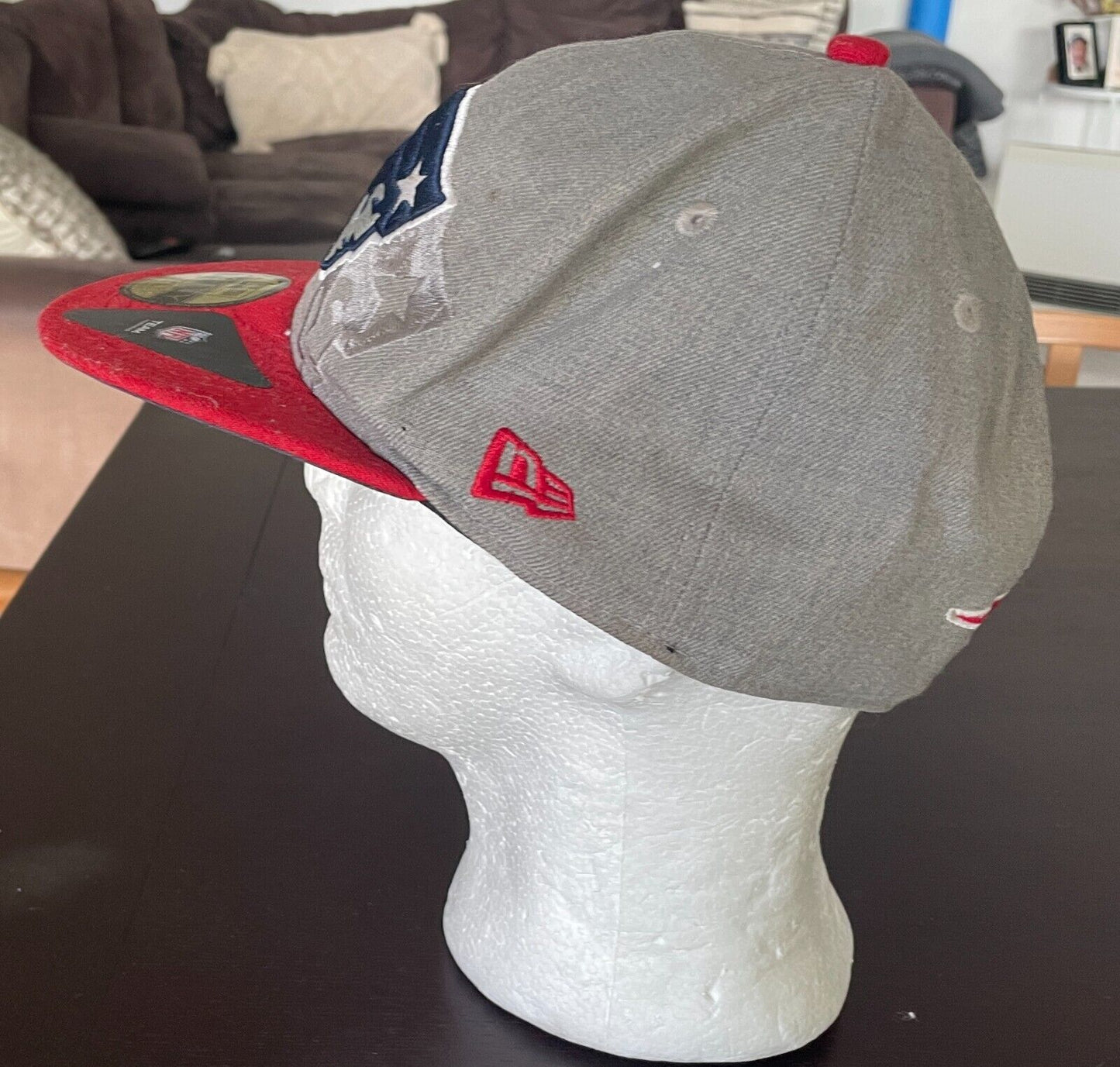 Fan Cap NEW ENGLAND PATRIOTS NFL Grey & Red 59FIFTY Fitted Cap Size 7 3/8/58.7cm
