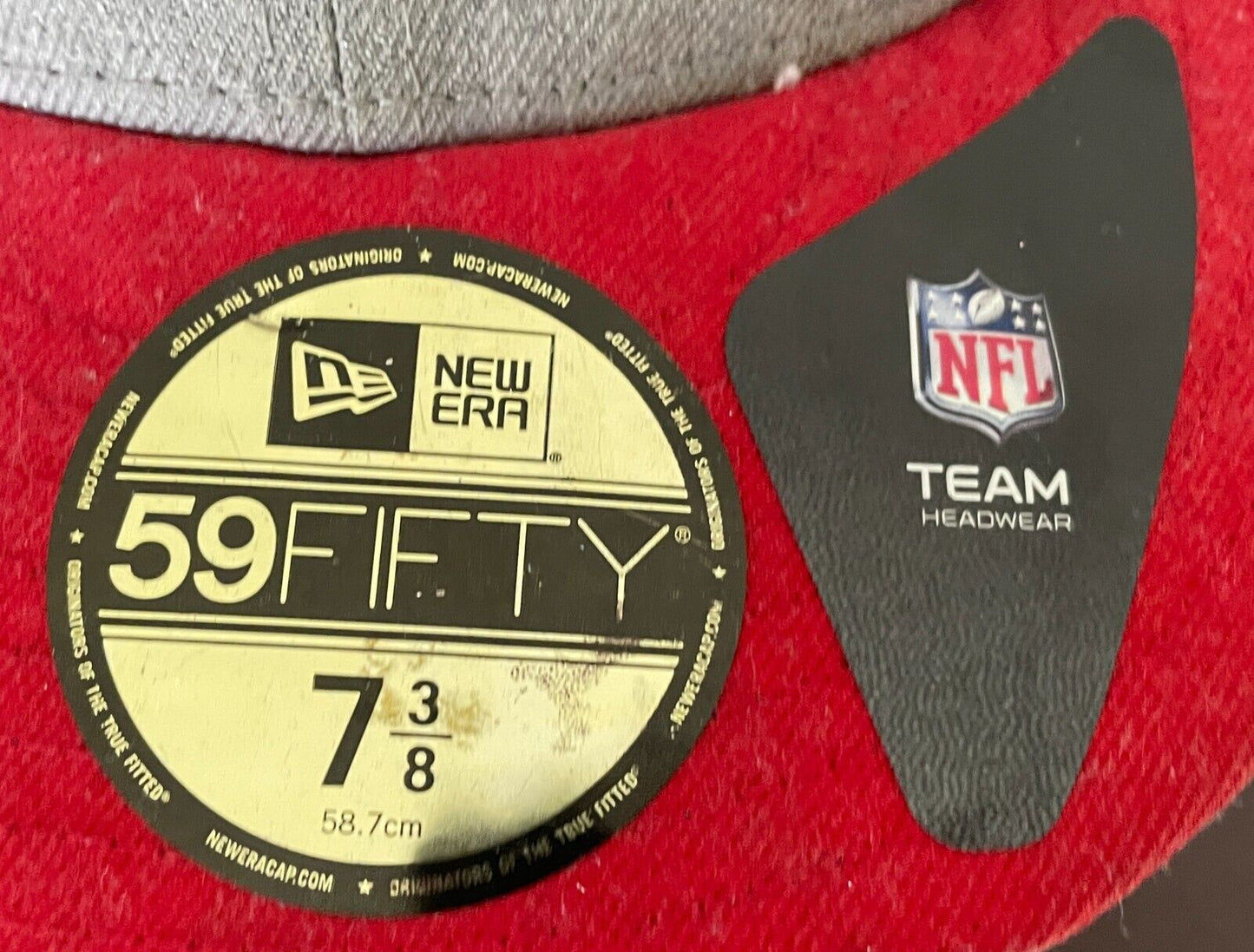 Fan Cap NEW ENGLAND PATRIOTS NFL Grey & Red 59FIFTY Fitted Cap Size 7 3/8/58.7cm