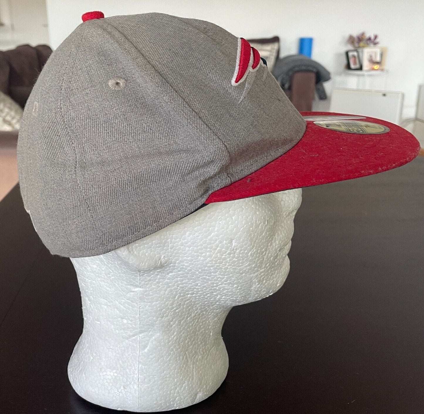 Fan Cap NEW ENGLAND PATRIOTS NFL Grey & Red 59FIFTY Fitted Cap Size 7 3/8/58.7cm
