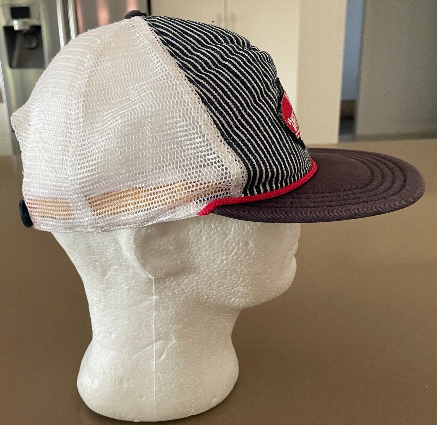 VANS "OFF THE WALL" Snapback Cap Blue White Red Trim Mesh Back Hat One Size