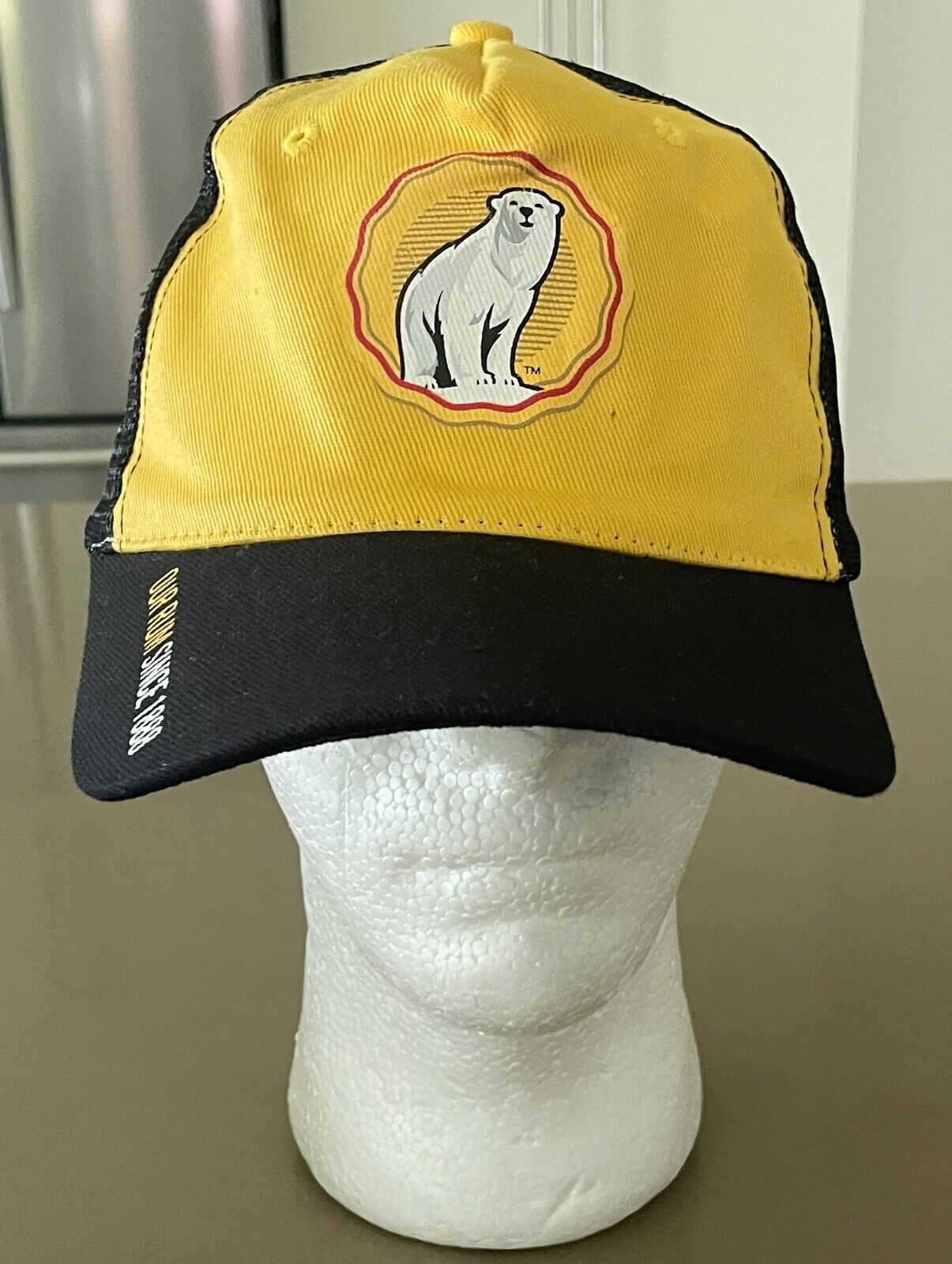 BUNDABERG RUM Snap Back Truckers Hat Yellow Black  Cap Mesh Back Bundy Bear Rum