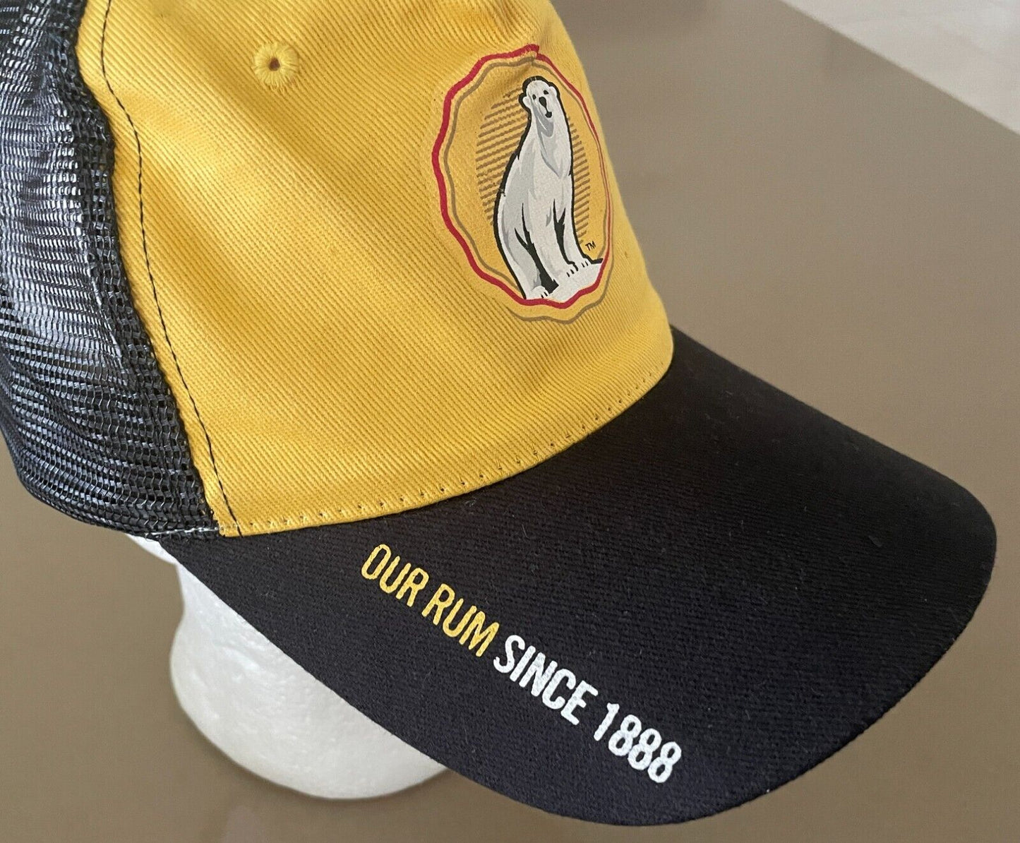 BUNDABERG RUM Snap Back Truckers Hat Yellow Black  Cap Mesh Back Bundy Bear Rum