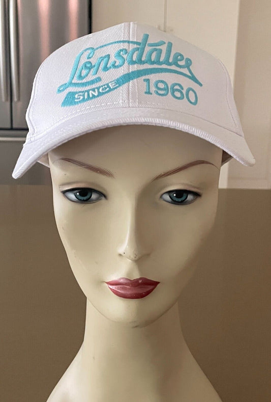 LONSDALE White & Blue " Rollins " Cap Adjustable Unisex Size One Size NEW