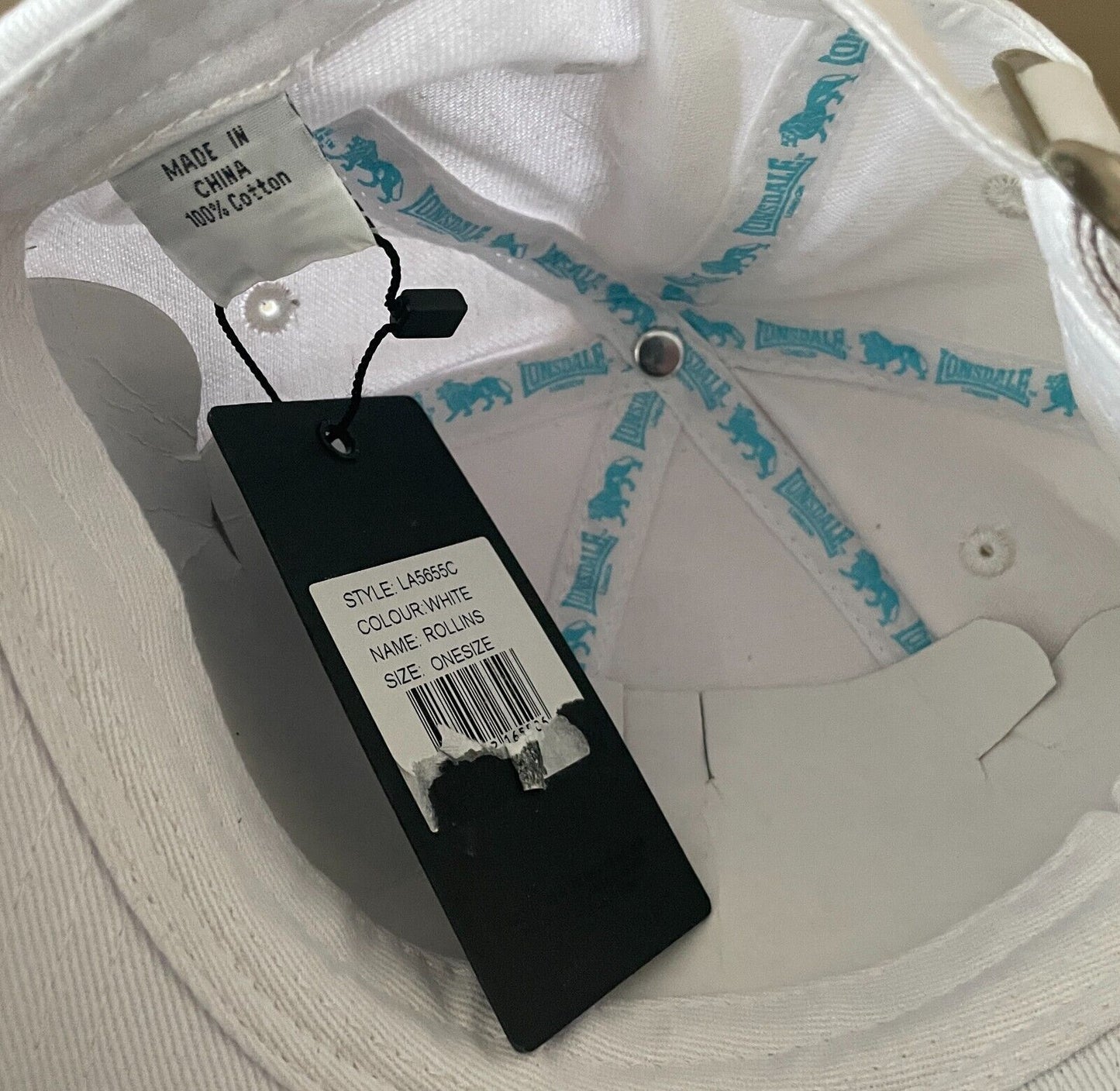 LONSDALE White & Blue " Rollins " Cap Adjustable Unisex Size One Size NEW