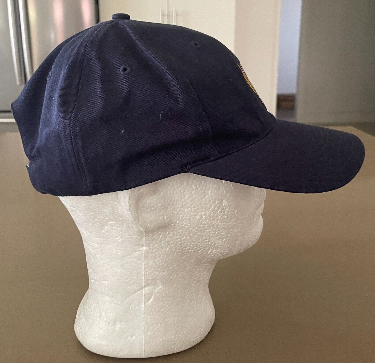 NIKE USA Navy Blue Black Slap Back Metal Slider Baseball Cap Hat Curved Bill NEW