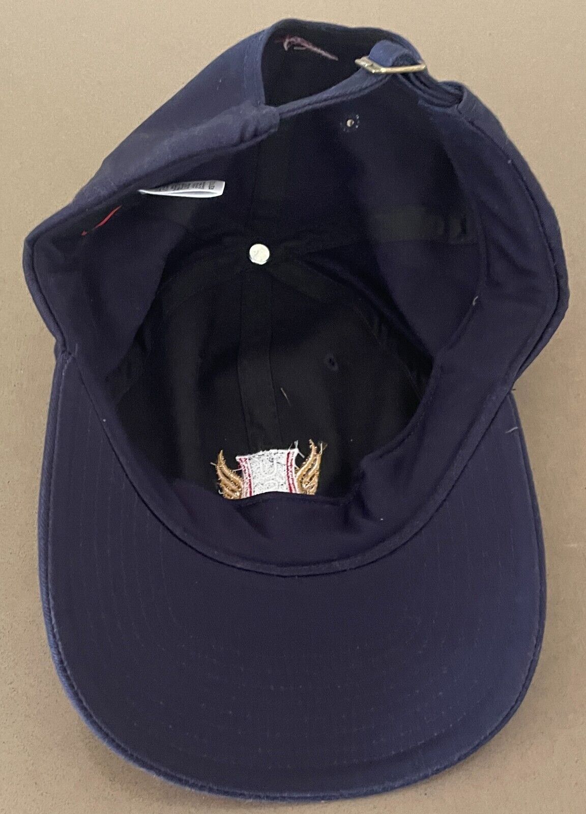 NIKE USA Navy Blue Black Slap Back Metal Slider Baseball Cap Hat Curved Bill NEW