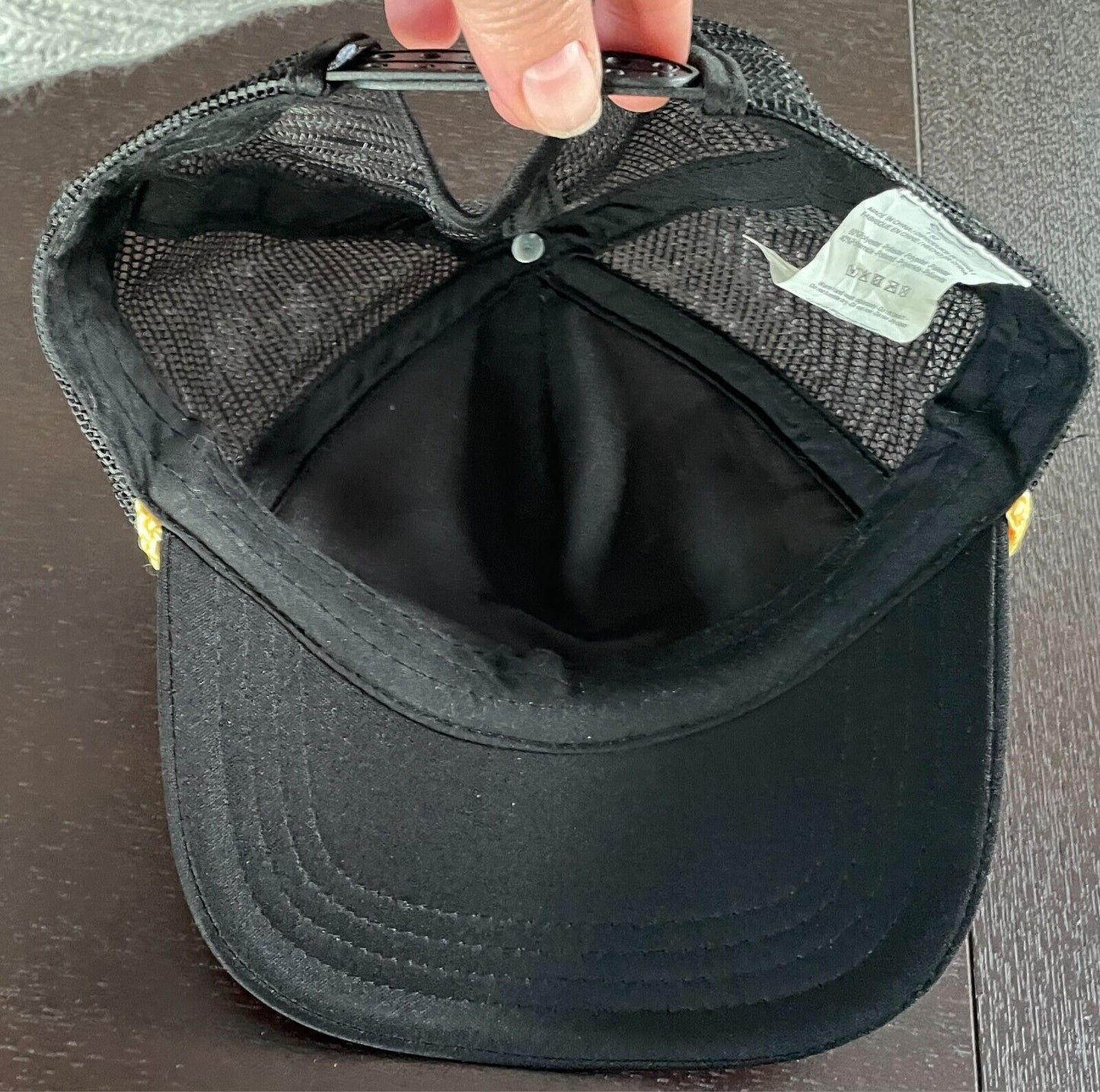 RIPCURL Cap Hat Black Unisex Snapback OSFA 6 Panel Mesh Back Gold Cord Trim