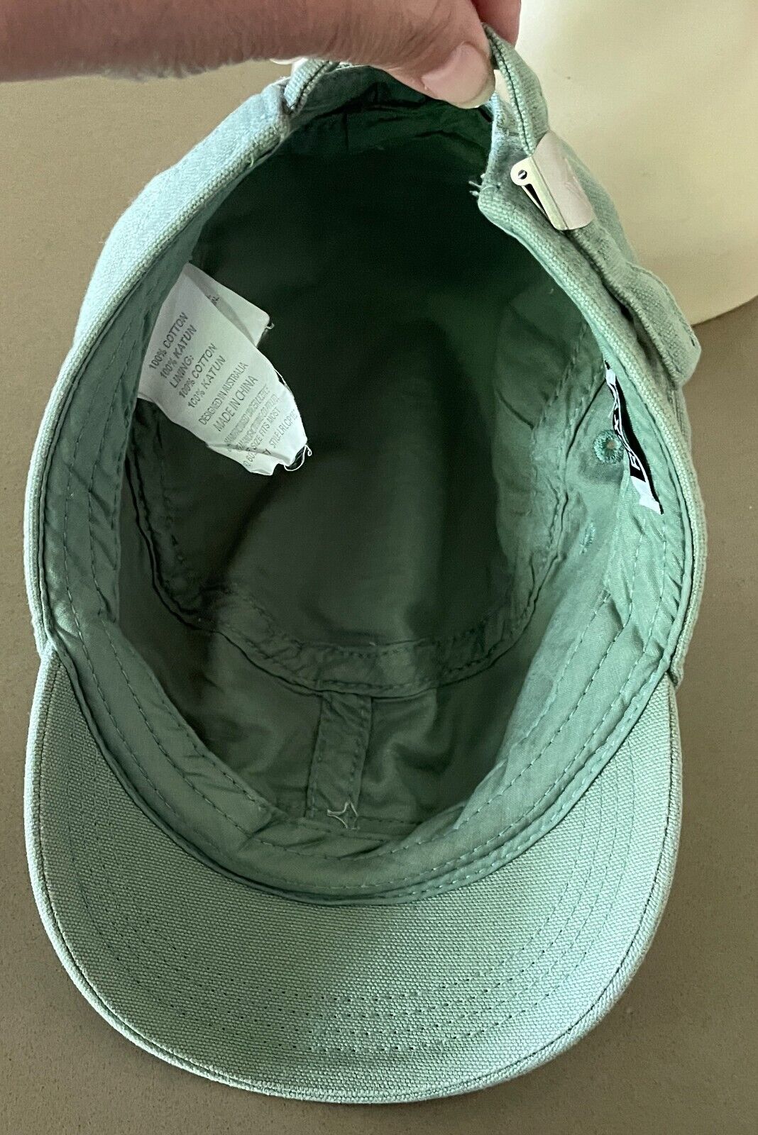 ROXY Khaki Castro Military Style Cap Pink &Blue Print One Size Fits Most Cotton
