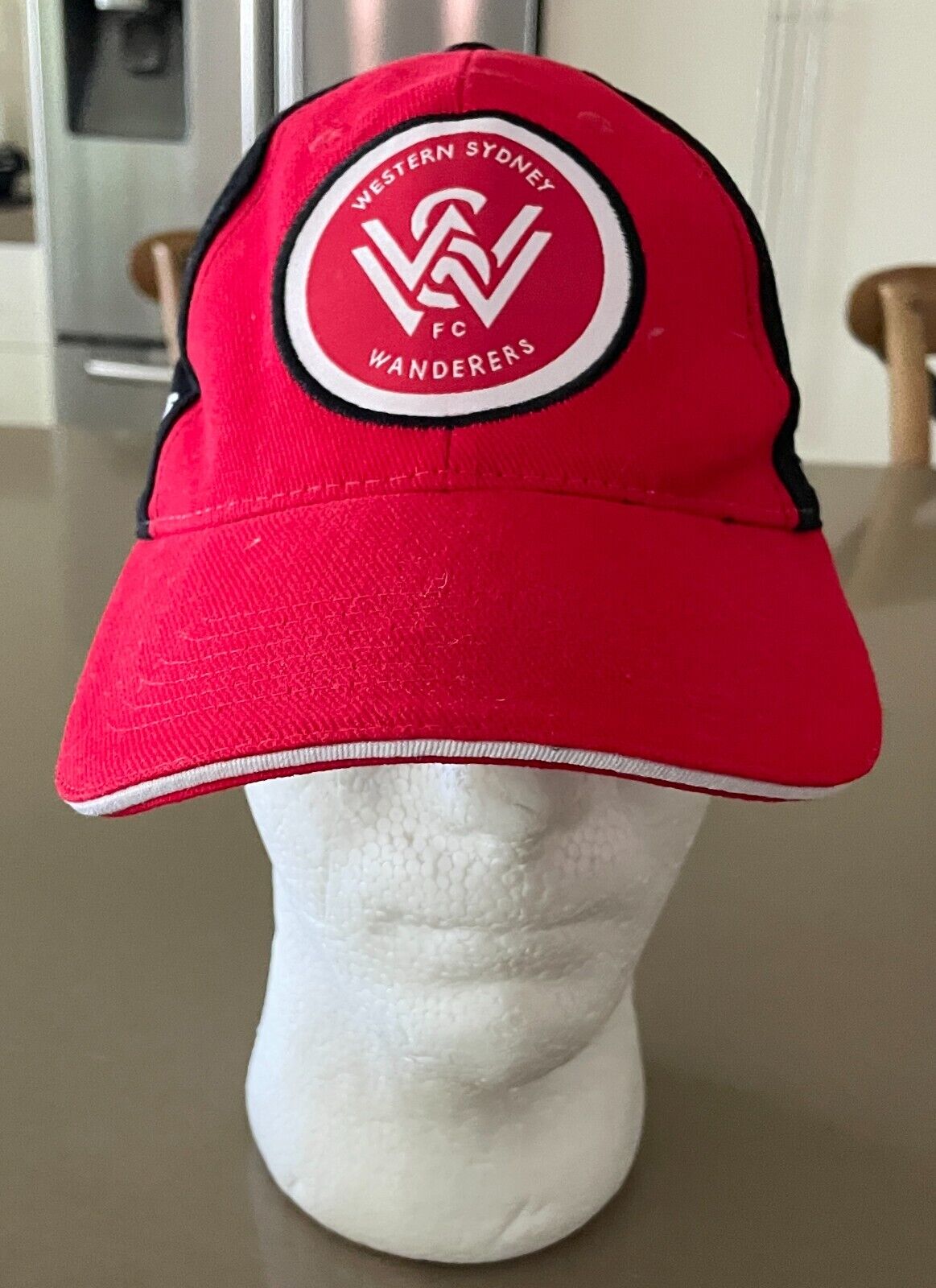 Fan Cap WESTERN SYDNEY WANDERERS Black White Red Member 14 15 HAT Logo NEW