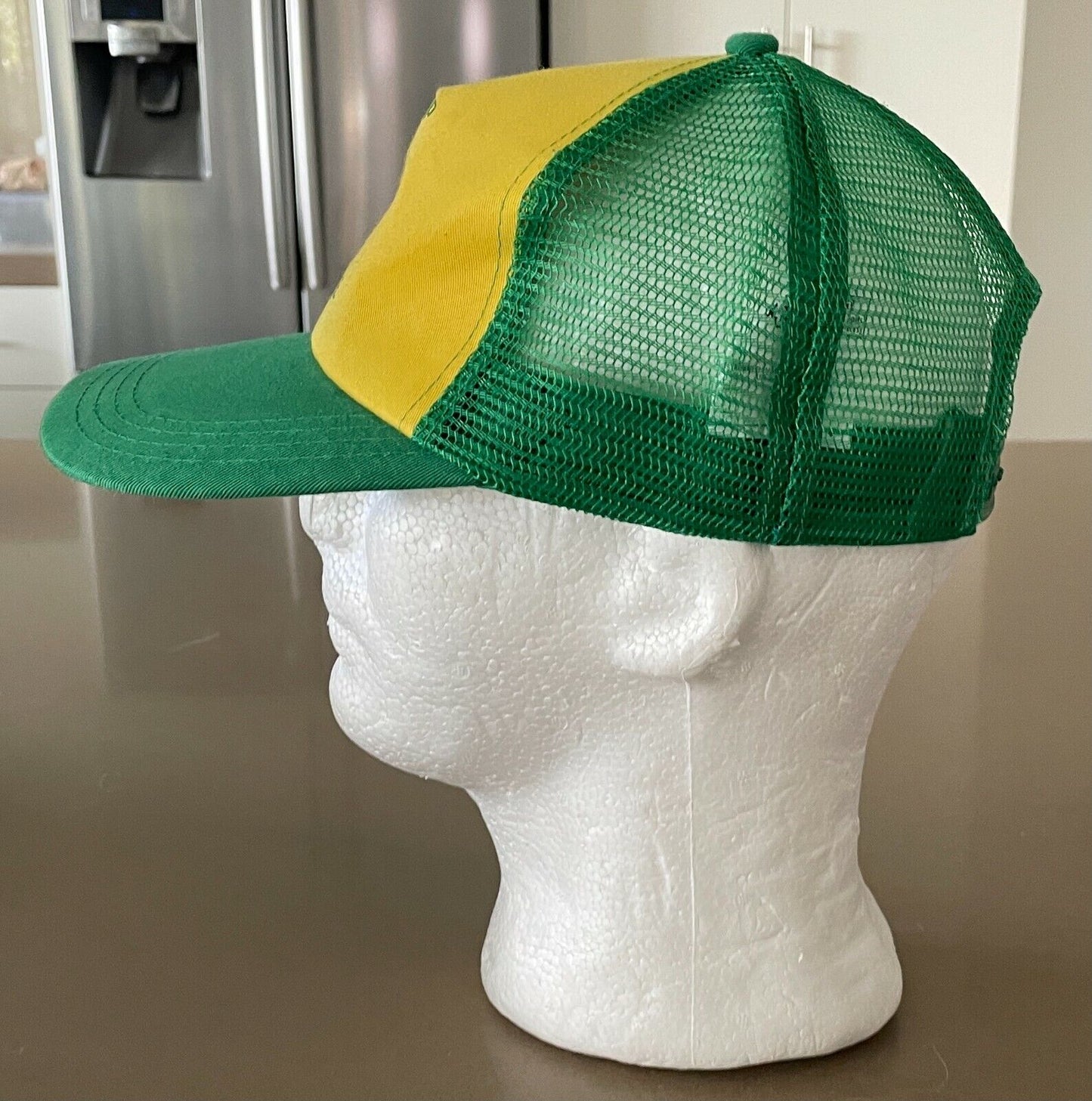 Unisex "Camp Know Where '85" Mesh Back Truckers Cap Hat Green Yellow Adjustable