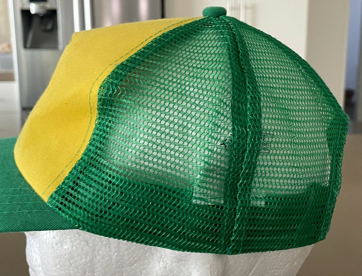 Unisex "Camp Know Where '85" Mesh Back Truckers Cap Hat Green Yellow Adjustable