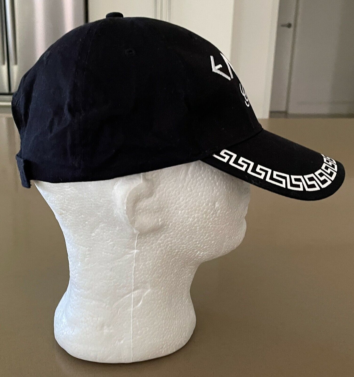 GREECE Baseball Cap Black White Souvenir Curved Bill Hat Hook Loop Flag 58cm NEW