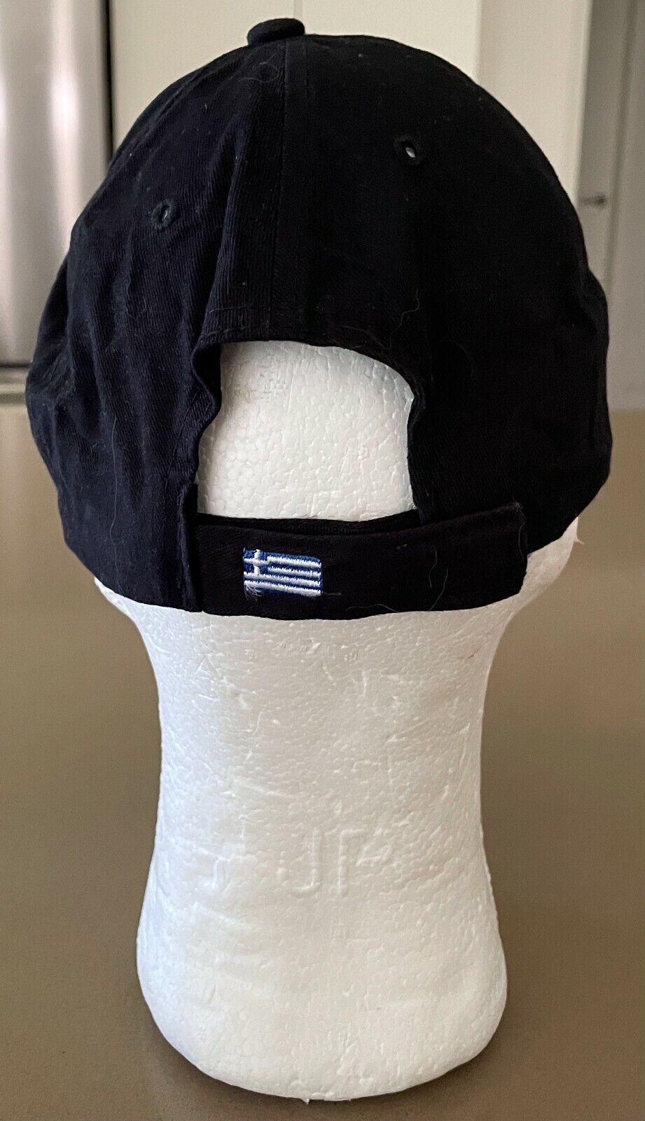 GREECE Baseball Cap Black White Souvenir Curved Bill Hat Hook Loop Flag 58cm NEW
