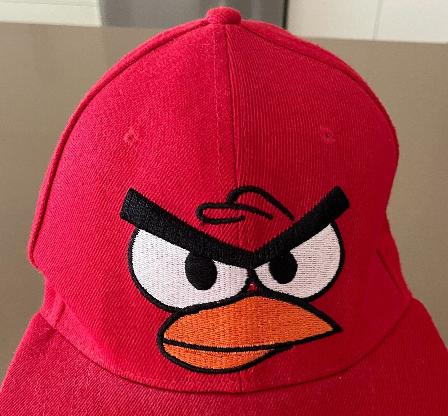 ANGRY BIRDS Red Cap Hat Embroidered Angry Bird @ Crown Snap Back Adjustable 58cm