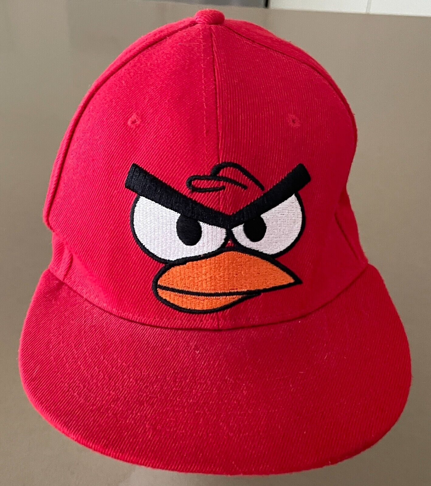 ANGRY BIRDS Red Cap Hat Embroidered Angry Bird @ Crown Snap Back Adjustable 58cm