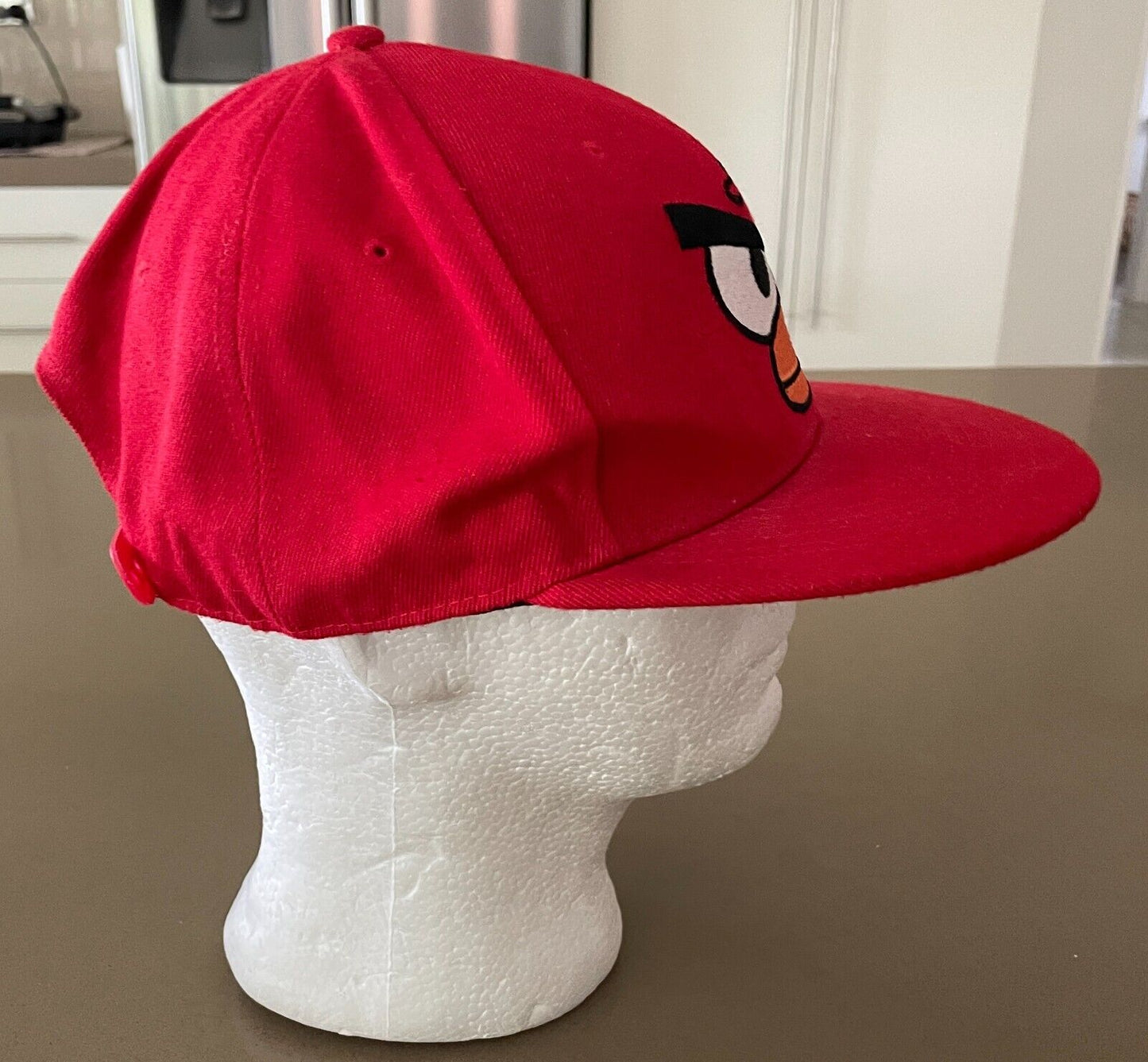 ANGRY BIRDS Red Cap Hat Embroidered Angry Bird @ Crown Snap Back Adjustable 58cm