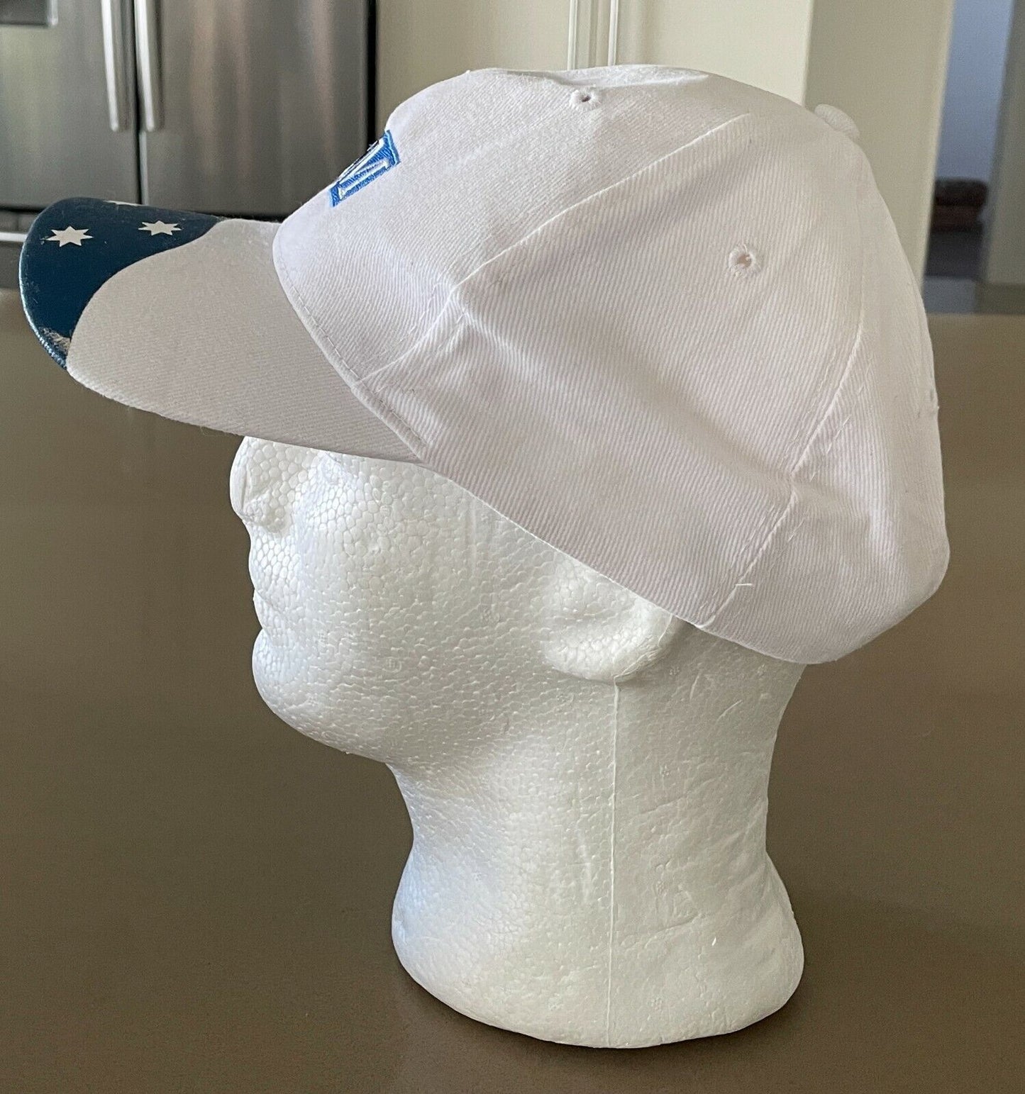 URM Baseball Cap White Adjustable Curved Brim Australian Flag on Visor One Size