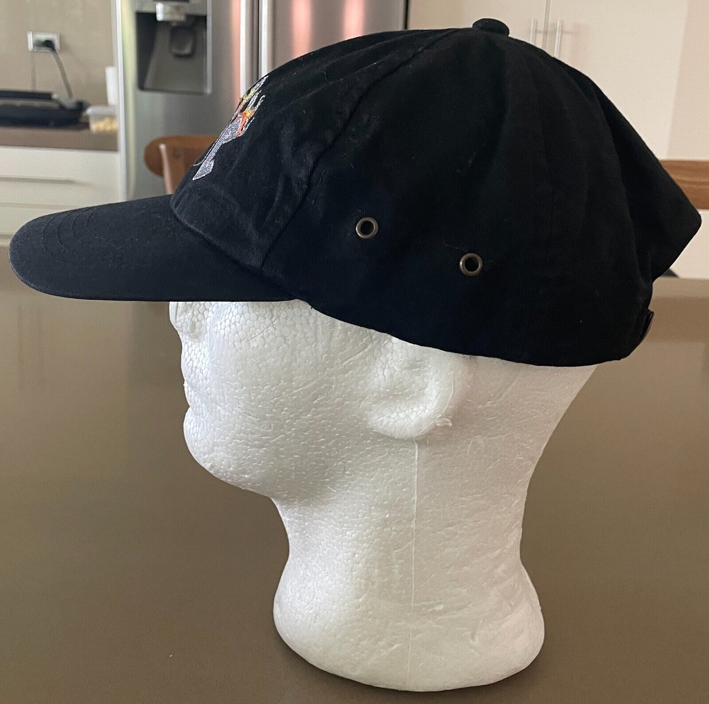 Cap AC/DC Black Hat Adjustable Grey Yellow Orange Embroidered Motif At Crown