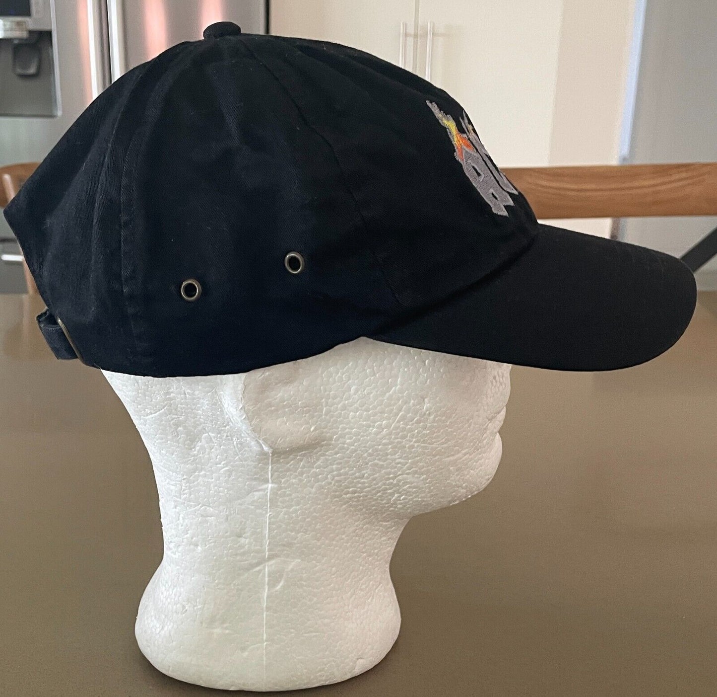 Cap AC/DC Black Hat Adjustable Grey Yellow Orange Embroidered Motif At Crown