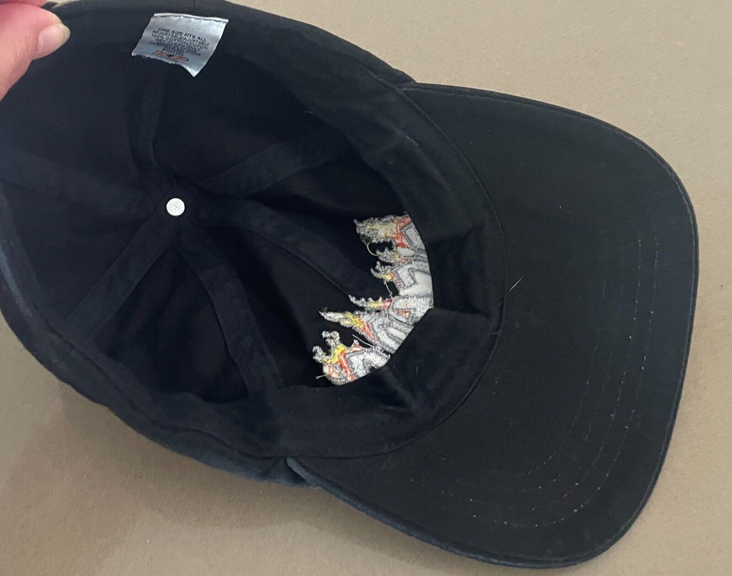 Cap AC/DC Black Hat Adjustable Grey Yellow Orange Embroidered Motif At Crown