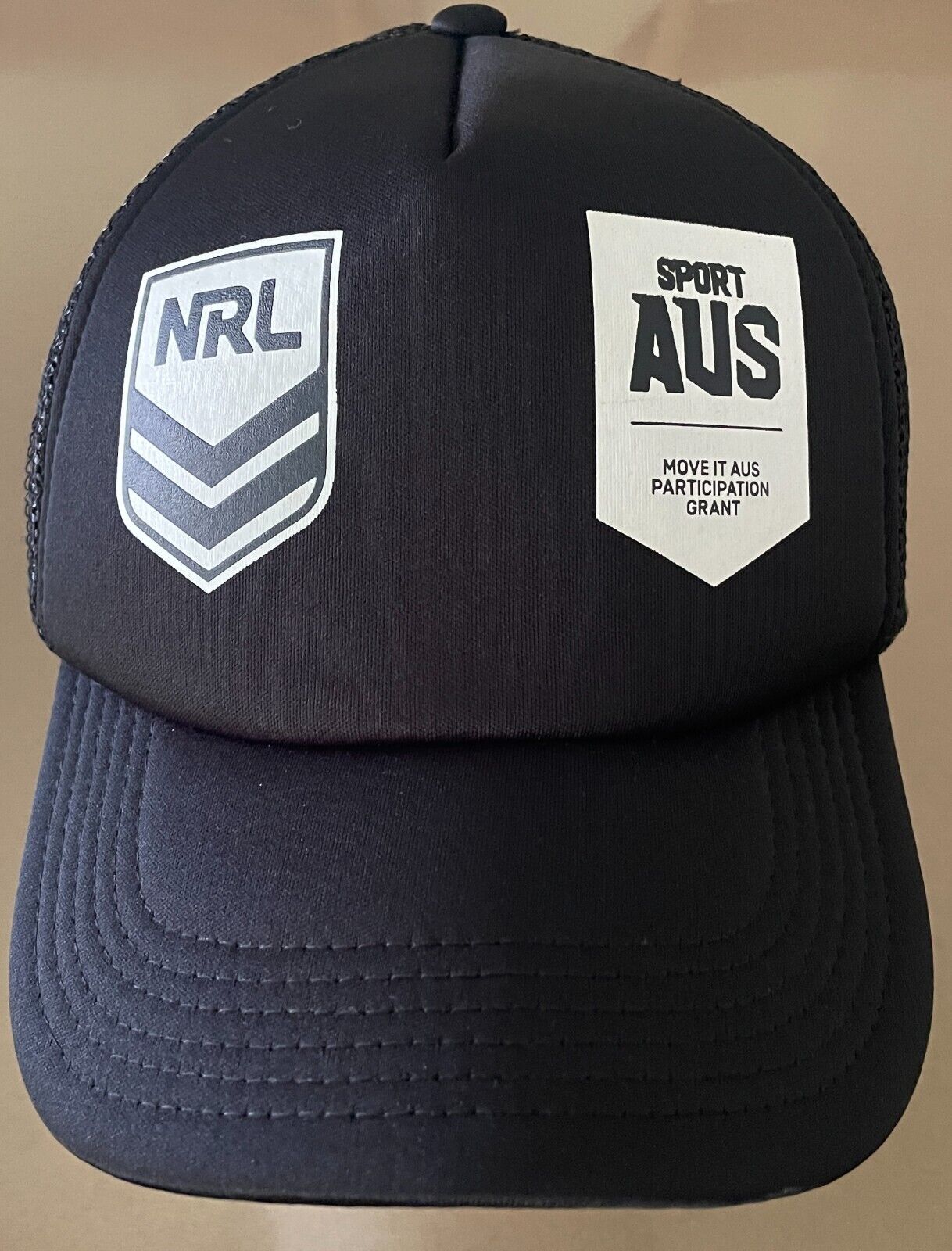 Cap NRL Sport Aus Move It Aus Participation Grant Black Snapback Mesh Trucker