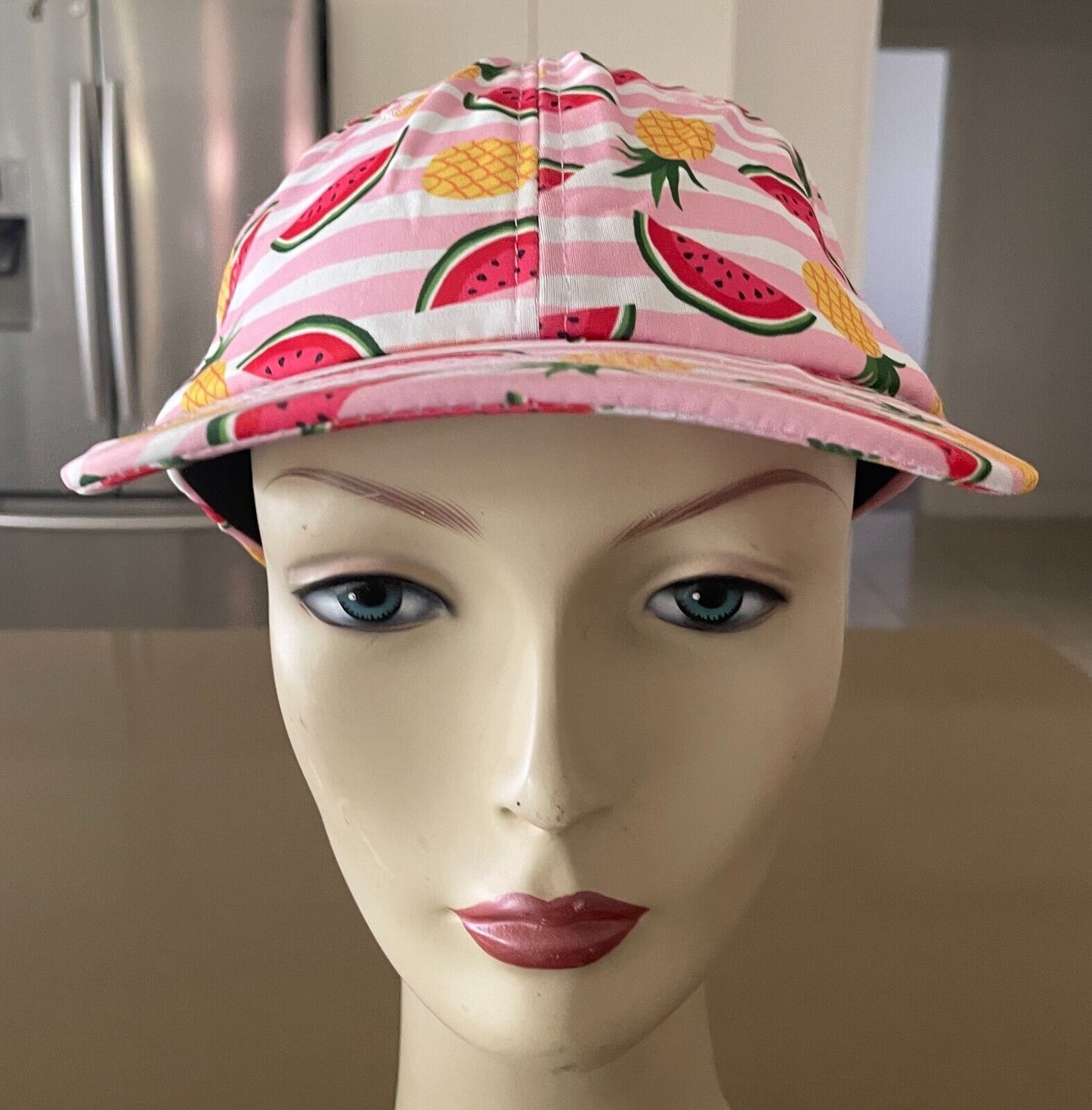 MILLITAGE Baseball Cap Korea Pink White Stripe Pineapple Watermelon Adjustable
