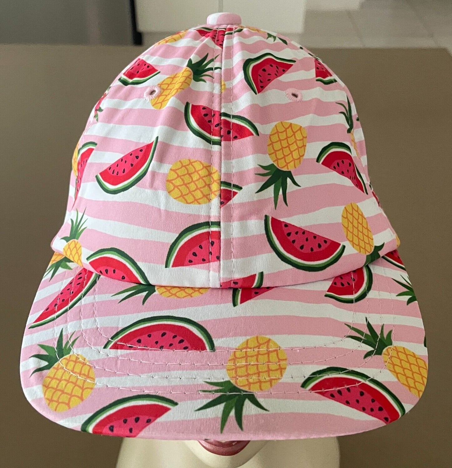 MILLITAGE Baseball Cap Korea Pink White Stripe Pineapple Watermelon Adjustable