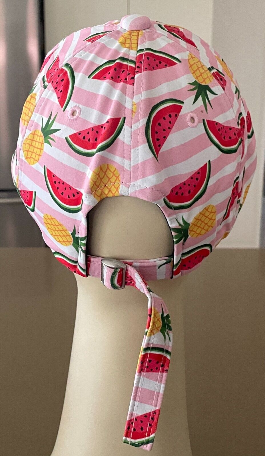 MILLITAGE Baseball Cap Korea Pink White Stripe Pineapple Watermelon Adjustable