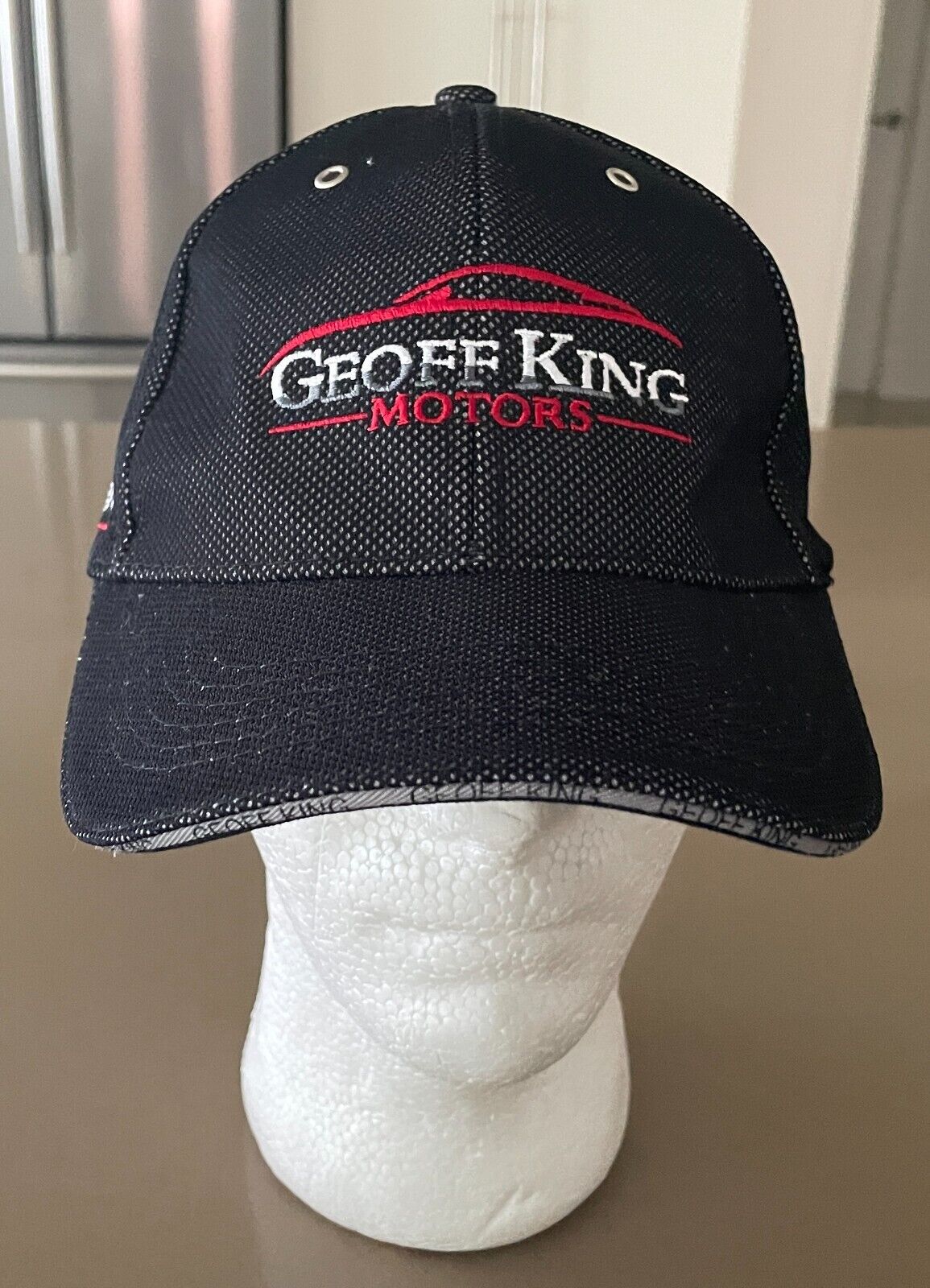 GEOFF KING MOTORS Baseball Cap Black Grey Adjustable One Size Metal Clip Hat