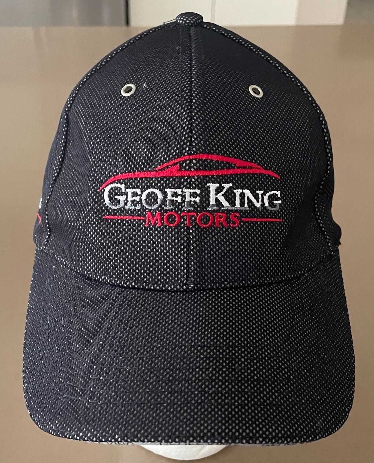 GEOFF KING MOTORS Baseball Cap Black Grey Adjustable One Size Metal Clip Hat