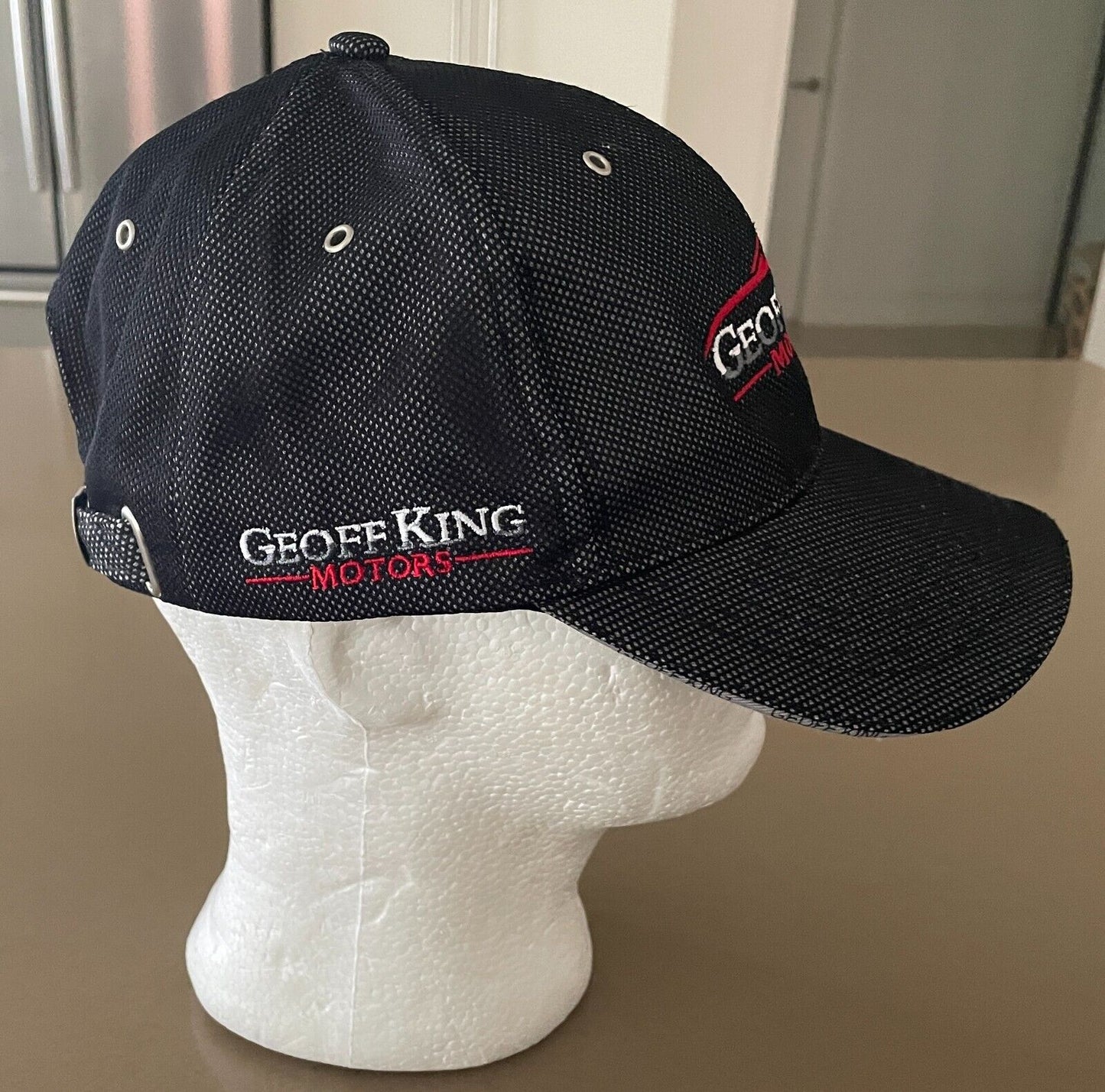 GEOFF KING MOTORS Baseball Cap Black Grey Adjustable One Size Metal Clip Hat