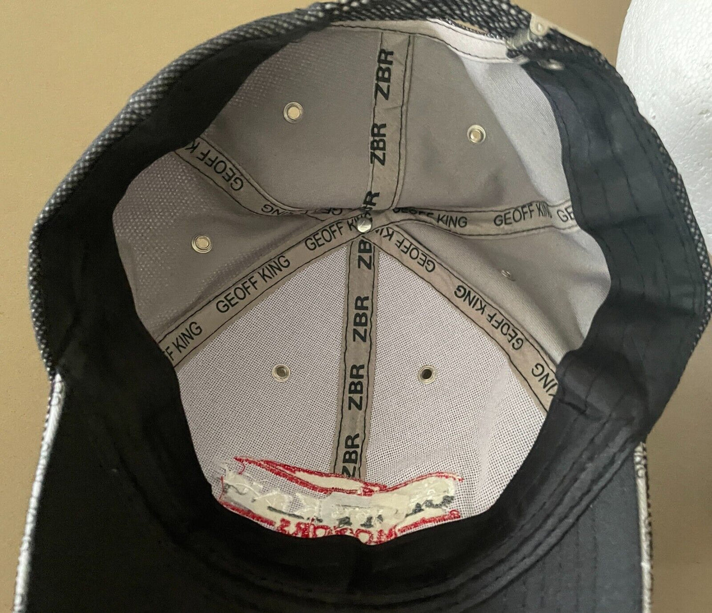 GEOFF KING MOTORS Baseball Cap Black Grey Adjustable One Size Metal Clip Hat