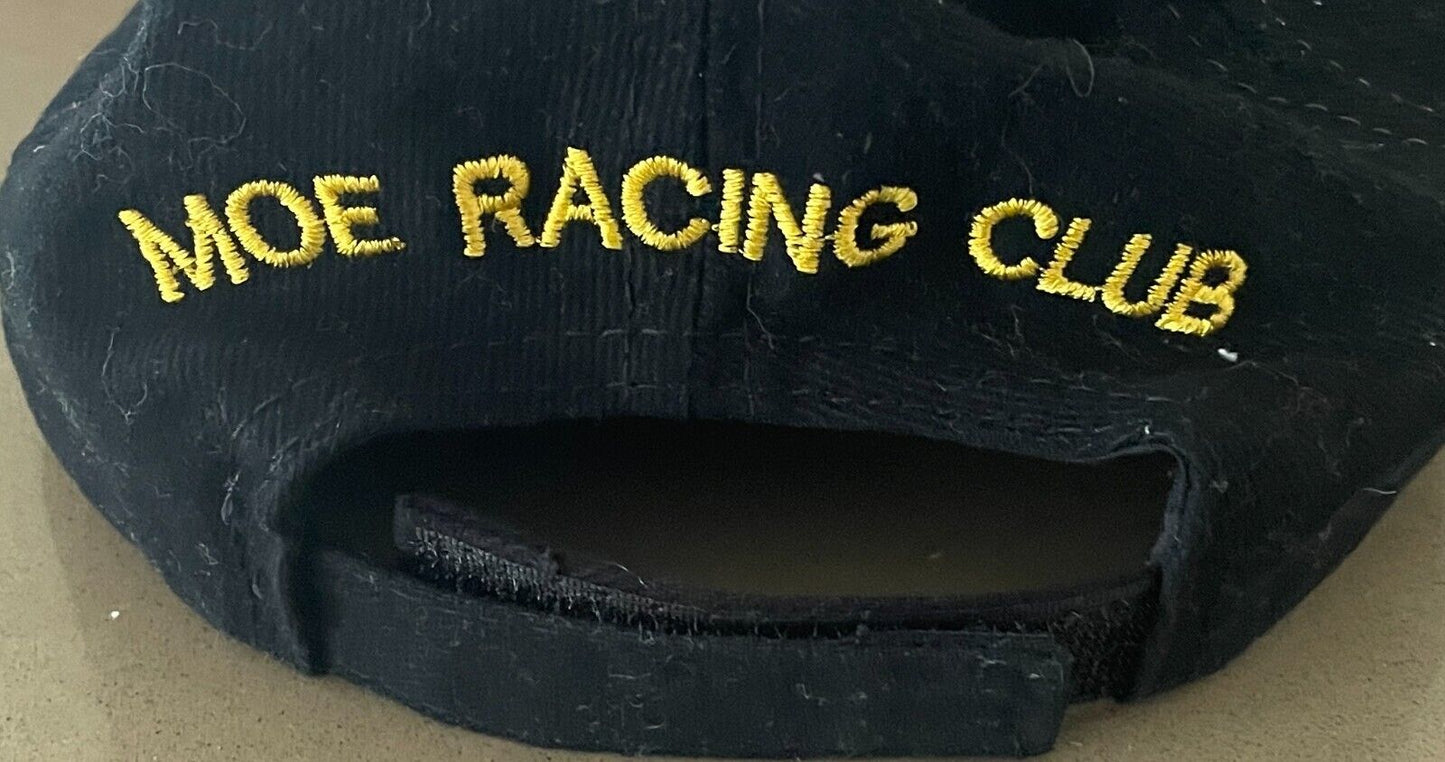 MOE RACING CLUB ( Horse ) Cap Hat Black & Gold w Logo Adjustable Strap Back NEW