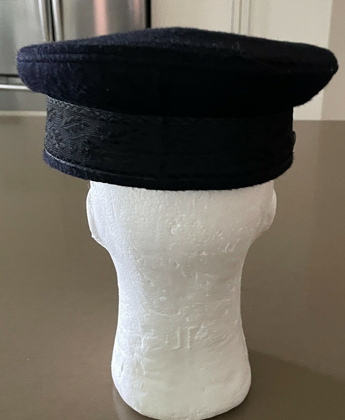 Vintage Echte Prinz-Heinrich Mutze Captain Fisherman Cap  Black Wool German 55cm