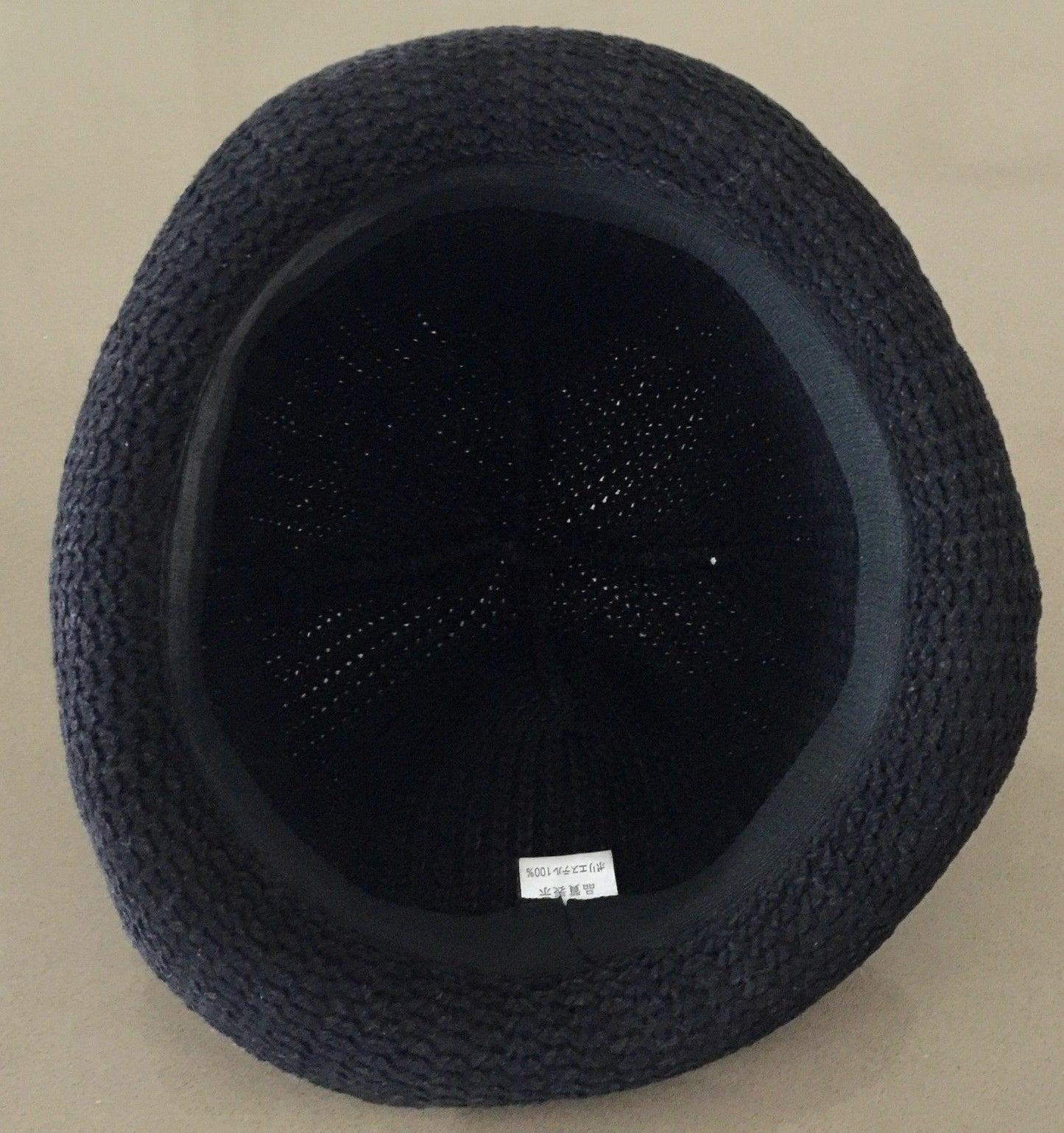 BOWLER HAT 56cm Black Textured Knit Cap Rolled Edge Retro Look Hipster Unisex