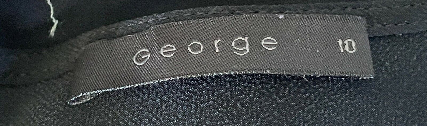 GEORGE Blouse Black Semi Sheer Cap Sleeve Twist Front Long Top Size 10