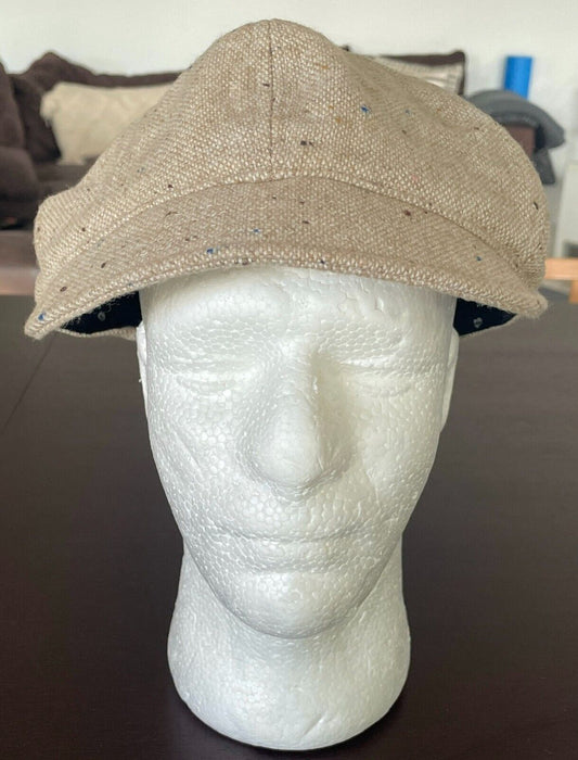GOLF PUNK Beige Tweed Cap News Boy Style Peak Hat Size OSFA Ivy Wool Blend