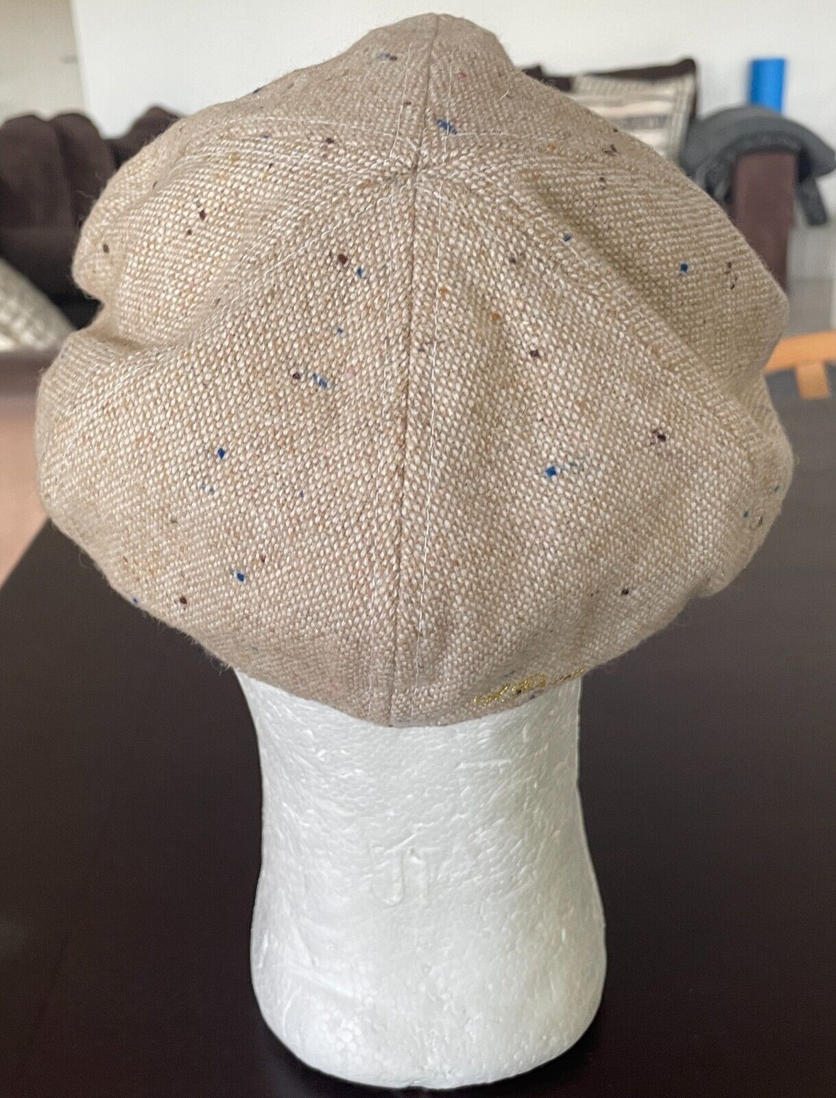 GOLF PUNK Beige Tweed Cap News Boy Style Peak Hat Size OSFA Ivy Wool Blend