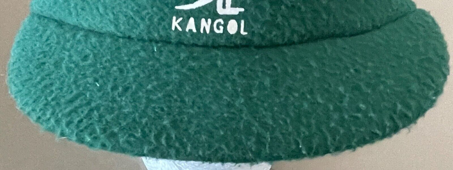 KANGOL Hat Green Shower Proof Cap Ear Flaps Sz 52cm Reversible Black Vintage NEW