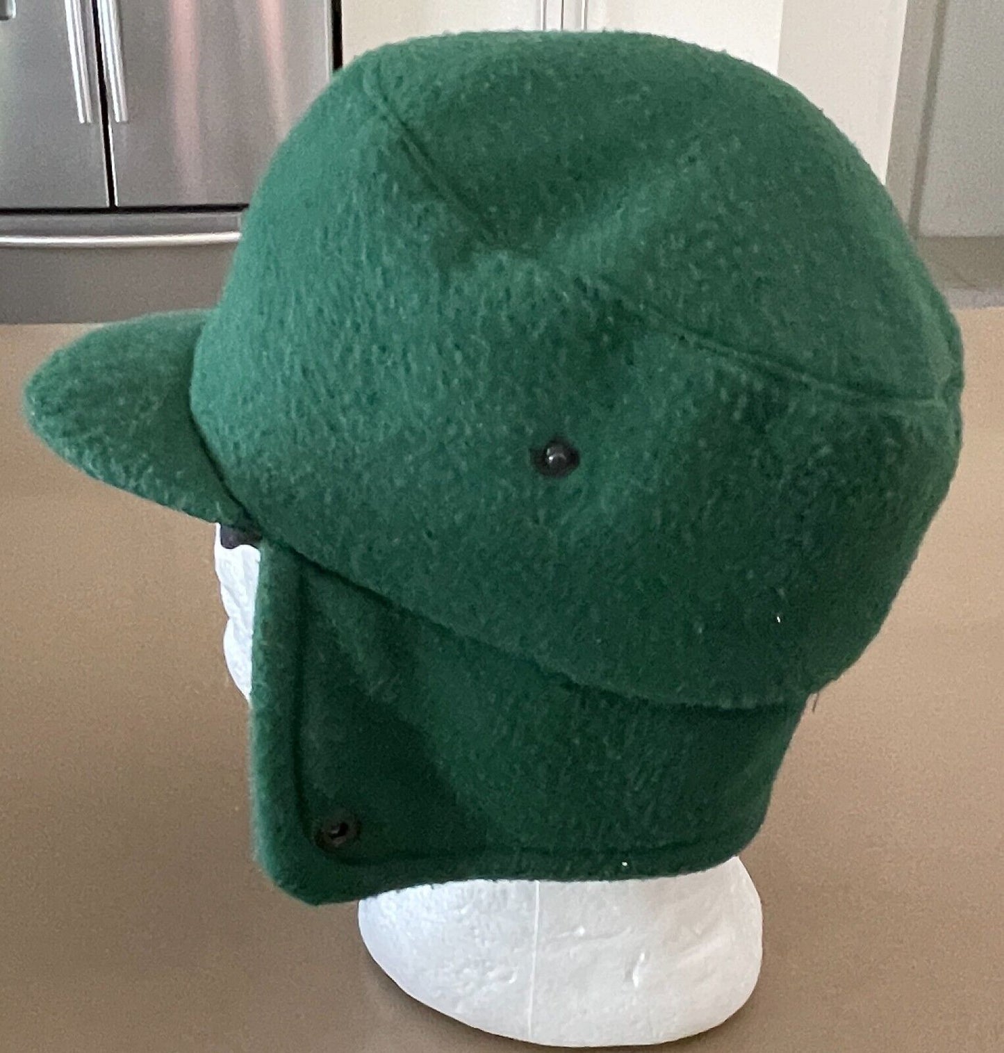 KANGOL Hat Green Shower Proof Cap Ear Flaps Sz 52cm Reversible Black Vintage NEW