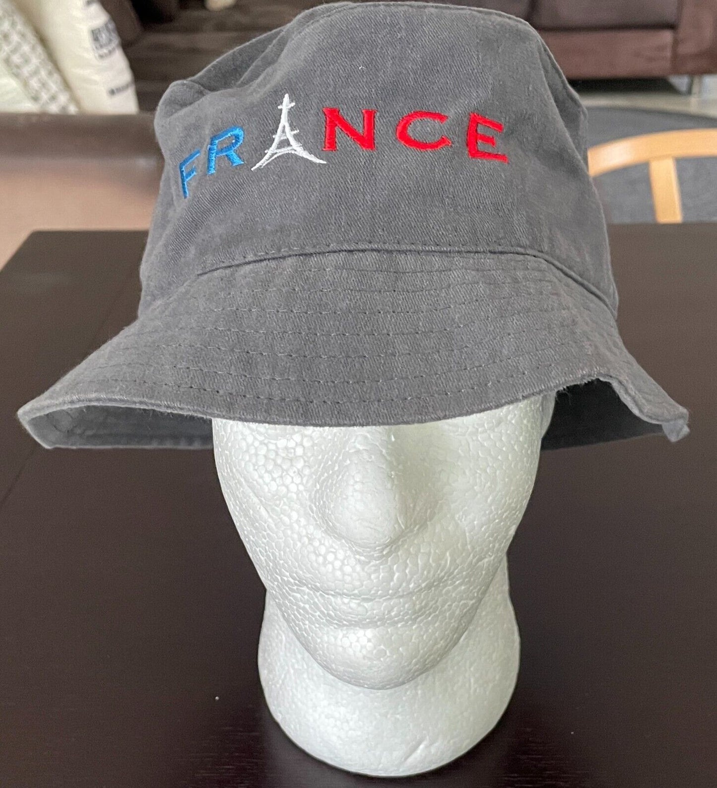 Unisex Bucket Hat FRANCE Souvenir Grey Wash Cotton One Size