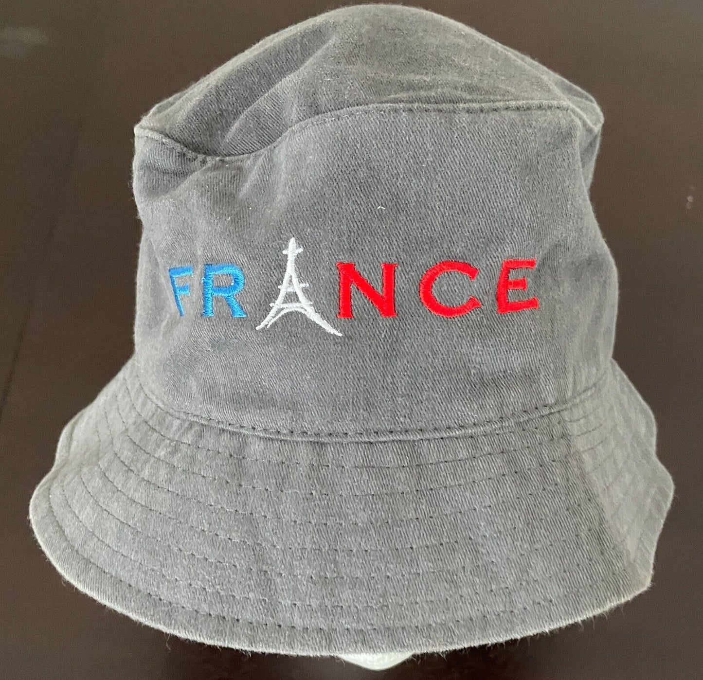 Unisex Bucket Hat FRANCE Souvenir Grey Wash Cotton One Size