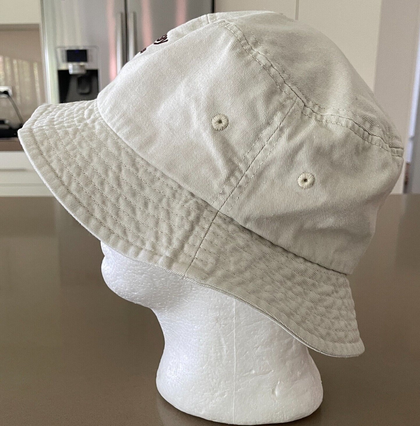 STUSSY Bucket Hat Beige Embroidered "Cities" Unisex Adult One Size Cap