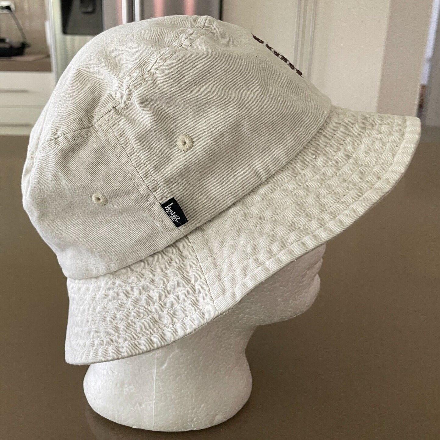 STUSSY Bucket Hat Beige Embroidered "Cities" Unisex Adult One Size Cap