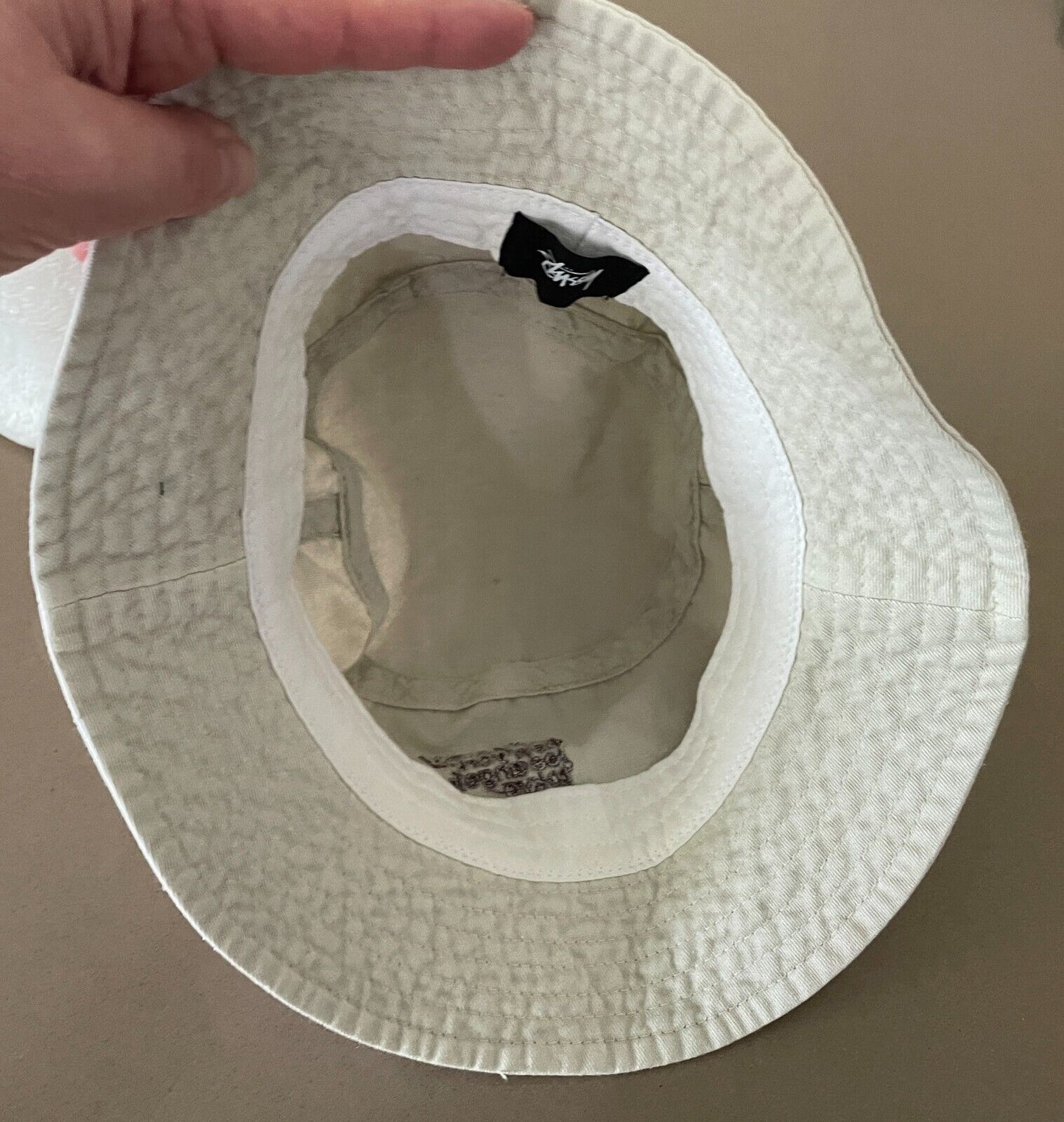 STUSSY Bucket Hat Beige Embroidered "Cities" Unisex Adult One Size Cap