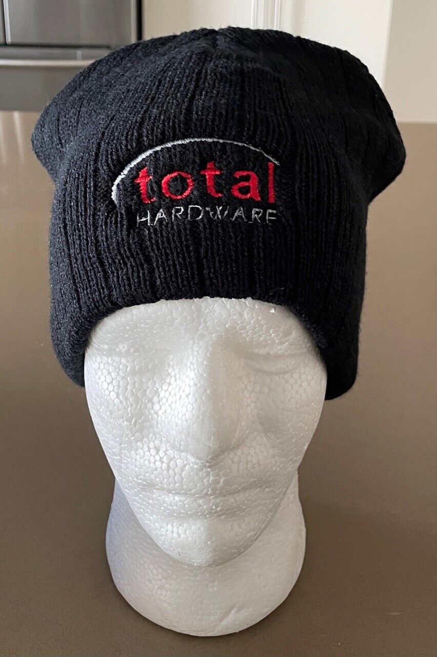 TOTAL HARDWARE Black Knit Beanie Motif One Size Unisex Hat Cap Work Tradie NEW
