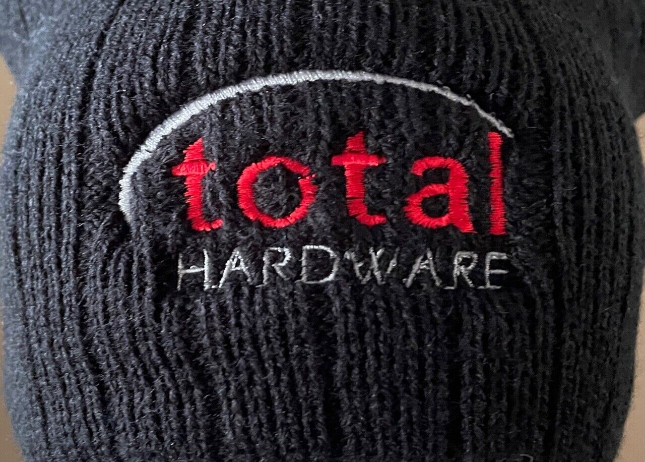 TOTAL HARDWARE Black Knit Beanie Motif One Size Unisex Hat Cap Work Tradie NEW